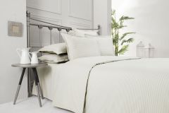Sarev Fancy Stripe King Size Ekru Nevresim Takımı