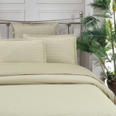 Sarev Fancy Stripe King Size Bej Nevresim Takımı