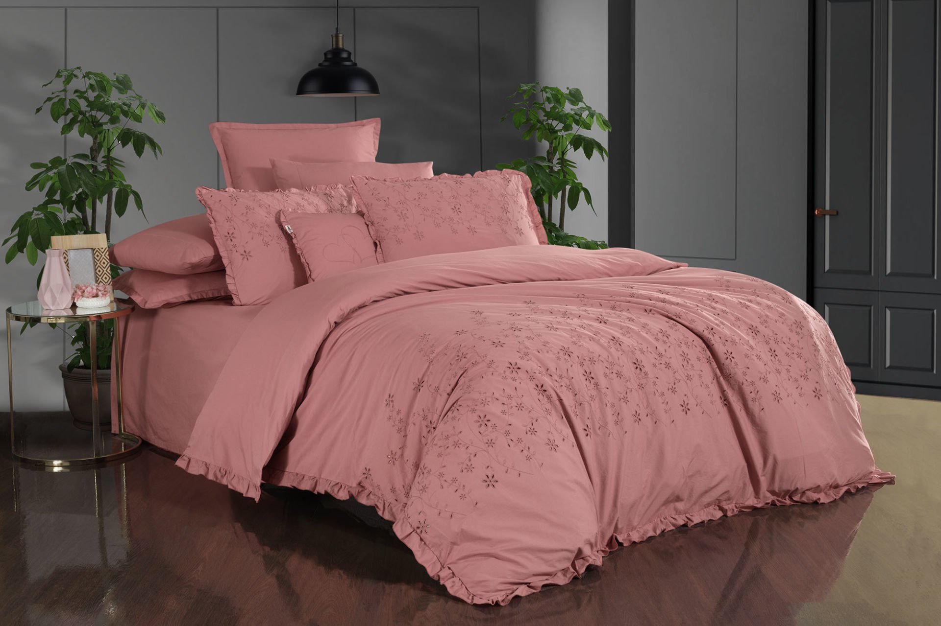 Sarev Peşte Percale Nevresim Takımı - Pembe