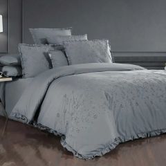 Sarev Peşte King Size Percale Nevresim Takımı - Gri