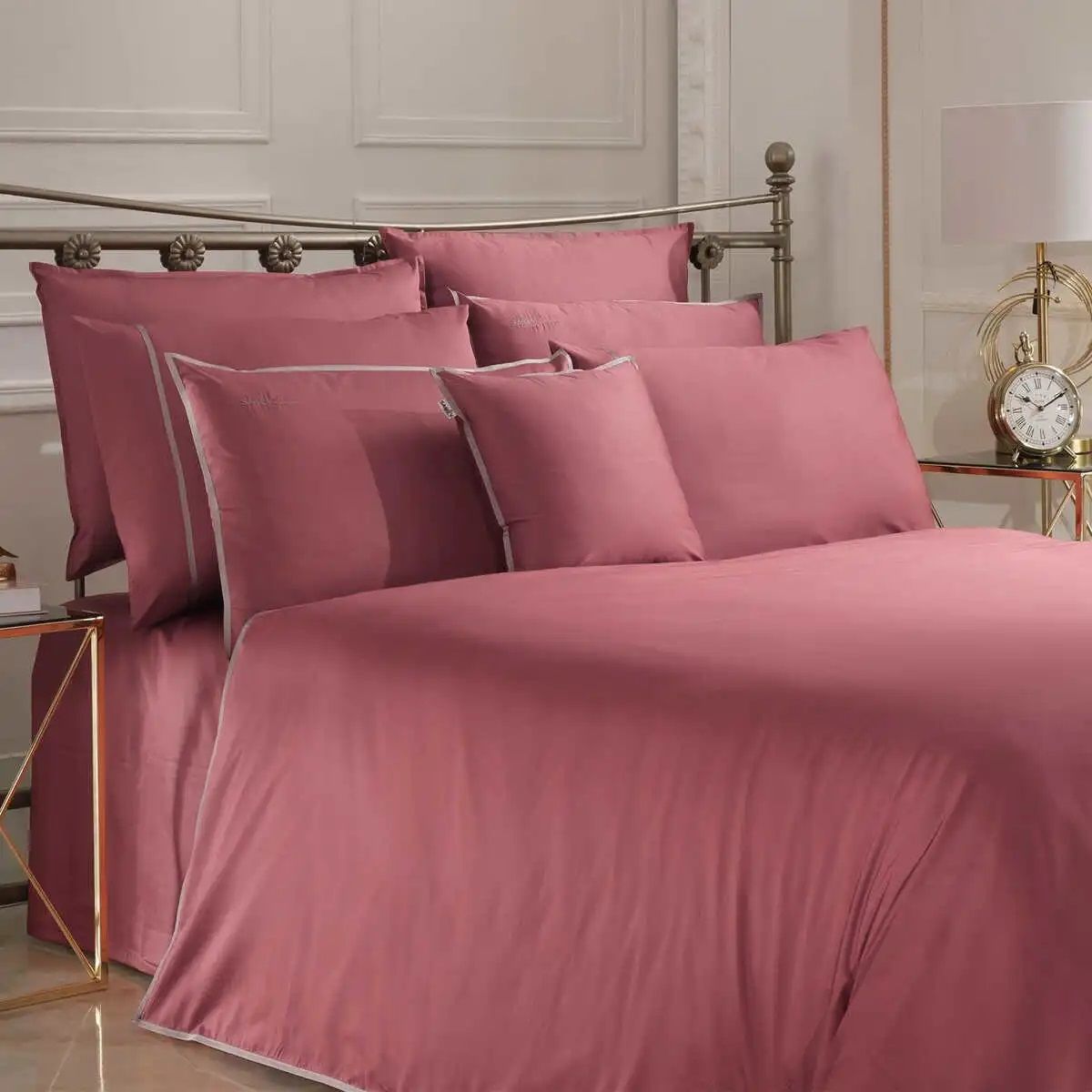 Sarev Sartoria King Size Saten Nevresim Takımı - Pembe