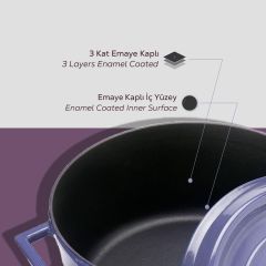 Lava Döküm Trendy Yuvarlak Tencere - Mor