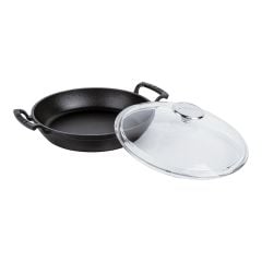 Lava Döküm Yuvarlak Sahan Cam Kapaklı 24cm.