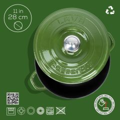 Lava Döküm Yuvarlak Çok Amaçlı Yayvan Tencere New Heritage Serisi Çap(Ø)28cm. Yeşil