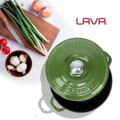 Lava Döküm Yuvarlak Çok Amaçlı Yayvan Tencere New Heritage Serisi Çap(Ø)28cm. Yeşil