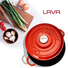 Lava Döküm Yuvarlak Çok Amaçlı Yayvan Tencere New Heritage Serisi Çap(Ø)28cm. Kırmızı
