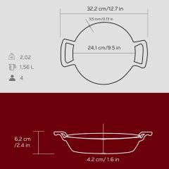 Lava Döküm Yuvarlak Sahan Döküm Demir Yekpare Çift Kulplu Çap(Ø)24cm. - Kırmızı