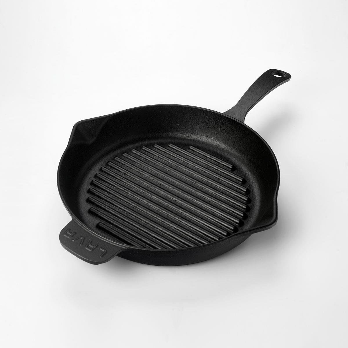 Lava Döküm Yuvarlak Izgara Tava Döküm Demir Yekpare Saplı Çap(Ø)28cm.