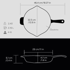 Lava Döküm Yuvarlak Izgara Tava Döküm Demir Yekpare Saplı Çap(Ø)28cm.