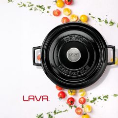 Lava Döküm Çok Amaçlı Yayvan Tencere. Trendy Serisi Çap(Ø)28cm. - Siyah