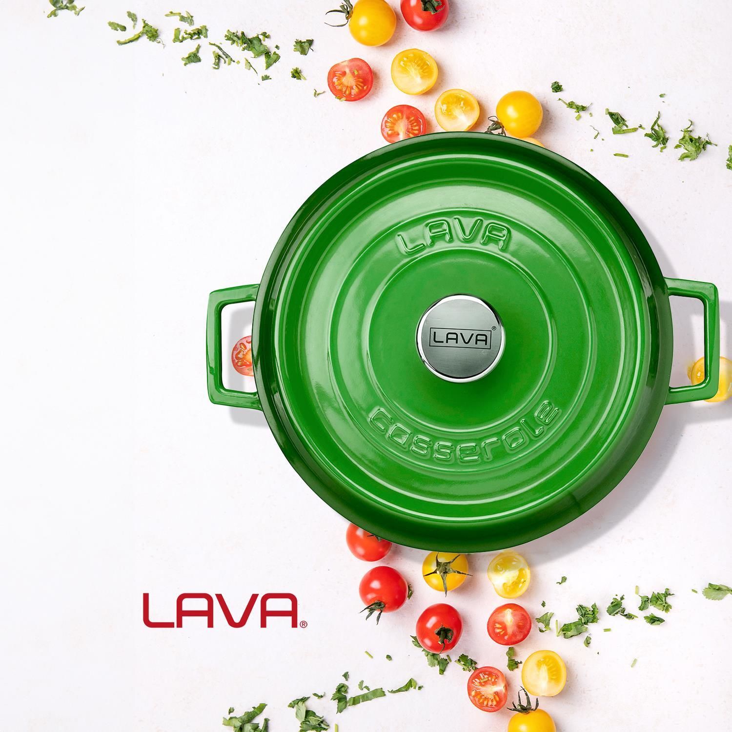 Lava Döküm Çok Amaçlı Yayvan Tencere. Trendy Serisi Çap(Ø)28cm. - Yeşil