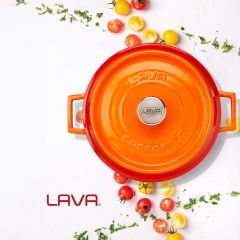Lava Döküm Çok Amaçlı Yayvan Tencere. Trendy Serisi Çap(Ø)28cm. - Turuncu