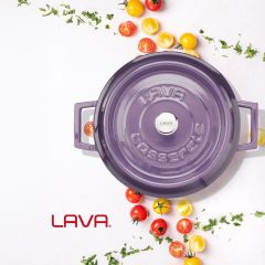Lava Döküm Çok Amaçlı Yayvan Tencere. Trendy Serisi Çap(Ø)28cm. - Mor