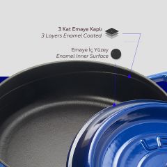 Lava Döküm Çok Amaçlı Yayvan Tencere. Trendy Serisi Çap(Ø)24cm.